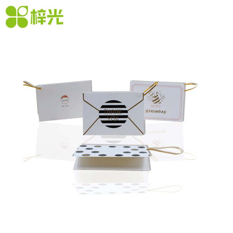 New Creative Valentine's Day Greeting Card Holiday Flower Gift Mini Message Card Suit Card with Golden Rope Greeting Card