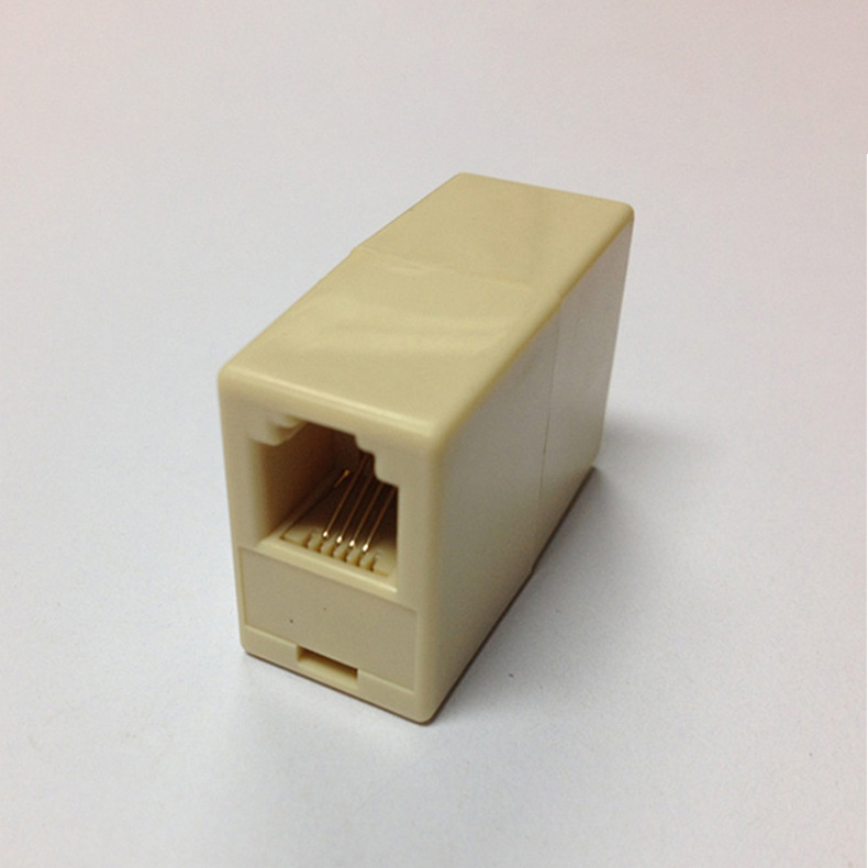 电话直通头 6p4c电话对接头rj11接口网络双通头延长电话线连接头