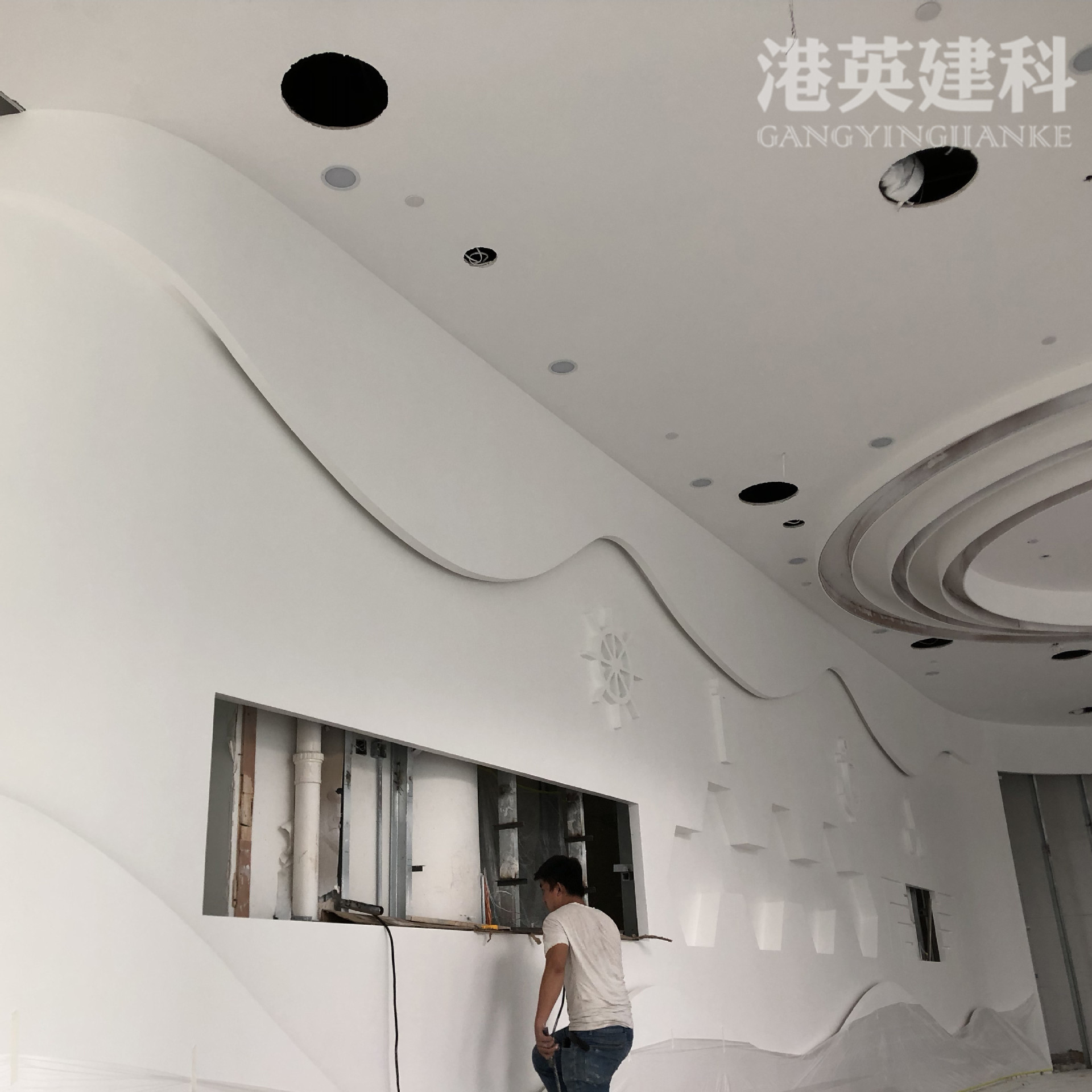 厂家定制 grg异形定制柱顶一体 grg弧形墙 grg背景墙 grg双曲板