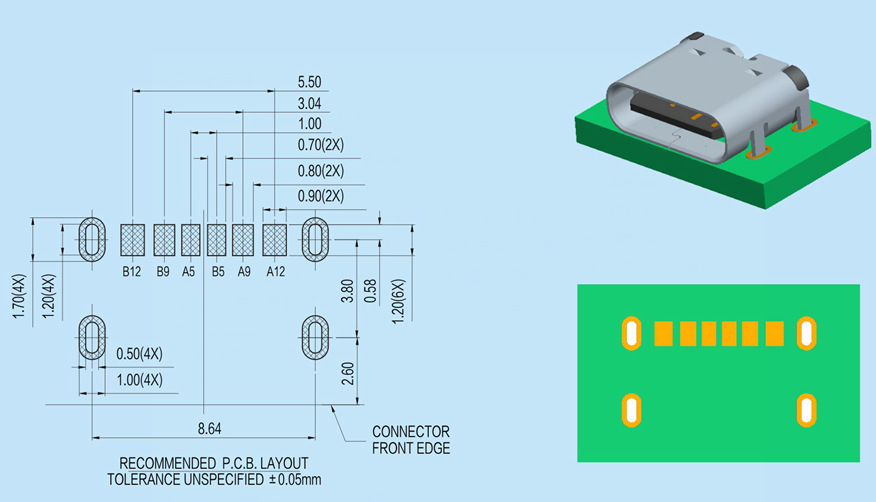 mup国际品牌- 供应板上单 smt usb type c母座 6pin连接器接口