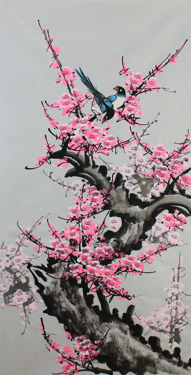 9成交0幅纯手绘花鸟画国画梅花梅开五福客厅走廊玄关风水画