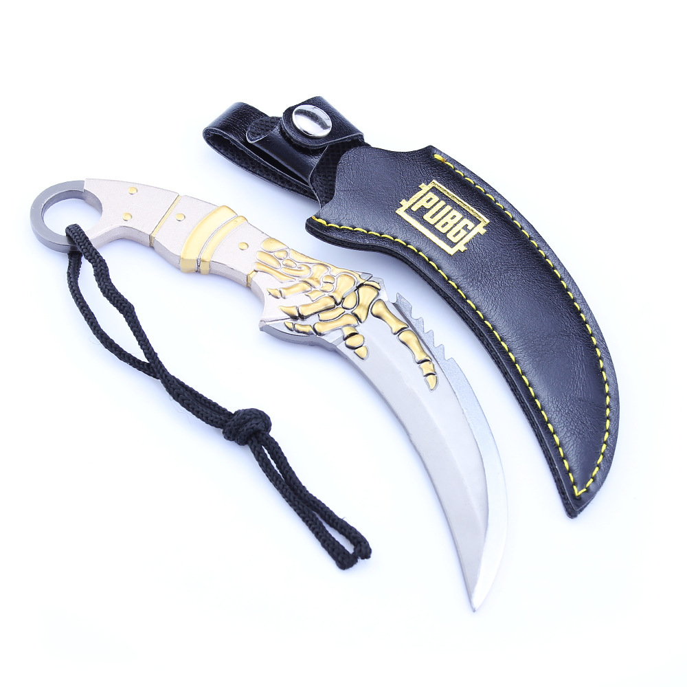 绝地大逃杀 骷髅手爪刀合金模型玩具15cm 金属武器带皮套