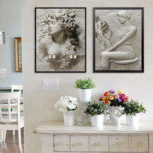 厂家直销北欧喷绘浮雕装饰画现代简约性感美女客厅卧室帆布画画芯