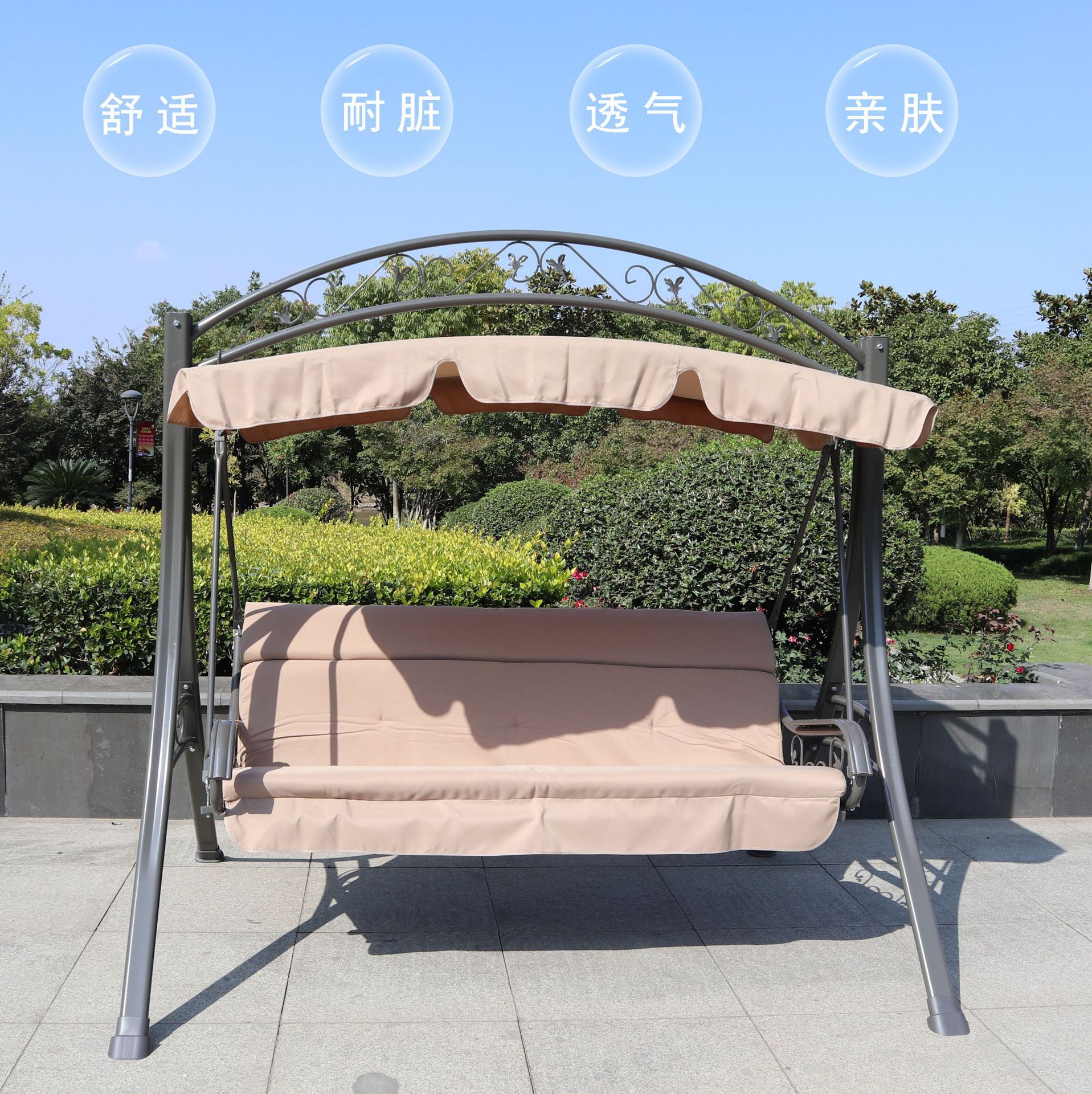 户外秋千摇椅庭院花园别墅公园休闲吊椅欧版三人吊床铁艺吊椅摇椅