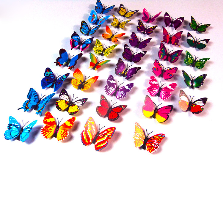 磁铁蝴蝶 6cm仿真蝴蝶立体3d 8只套装3d墙贴立体蝴蝶 儿童卧式贴