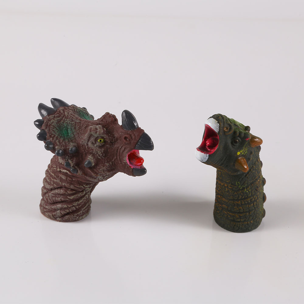 批发抖音同款搪胶手指龙手偶恐龙模型指套玩具恐龙模型手指玩偶新