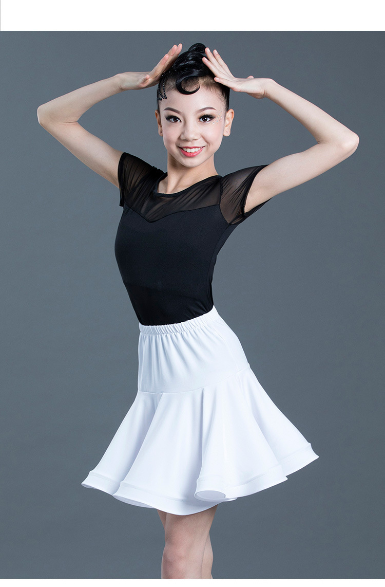 拉丁舞裙舞蹈服儿童拉丁舞服女童练功服分体跳舞服装短袖女孩夏季