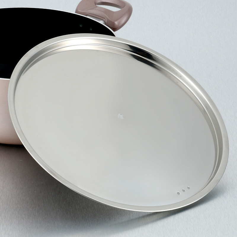 不锈钢锅盖t型全钢盖不锈钢组合盖平边盖多用汤锅盖煎锅盖16-30cm