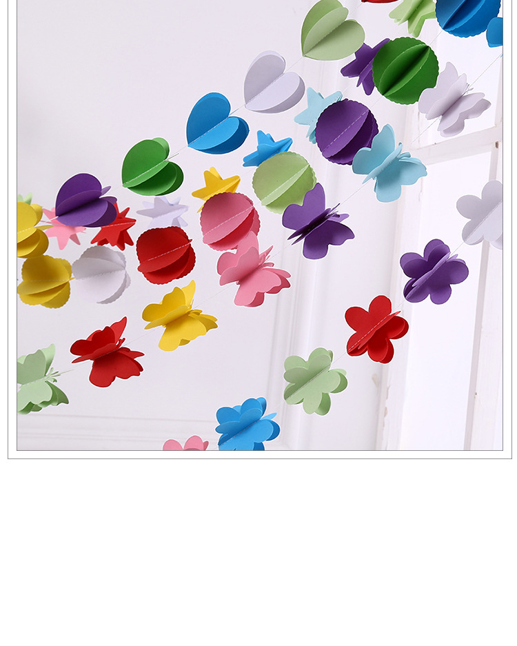 新款儿童节装饰纸拉花 生日派对背景挂饰 三层立体彩色纸拉花