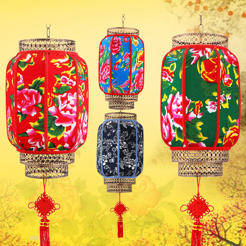 大红灯笼民族特色牡丹灯笼定制图案led灯笼新年节庆店庆开业灯笼