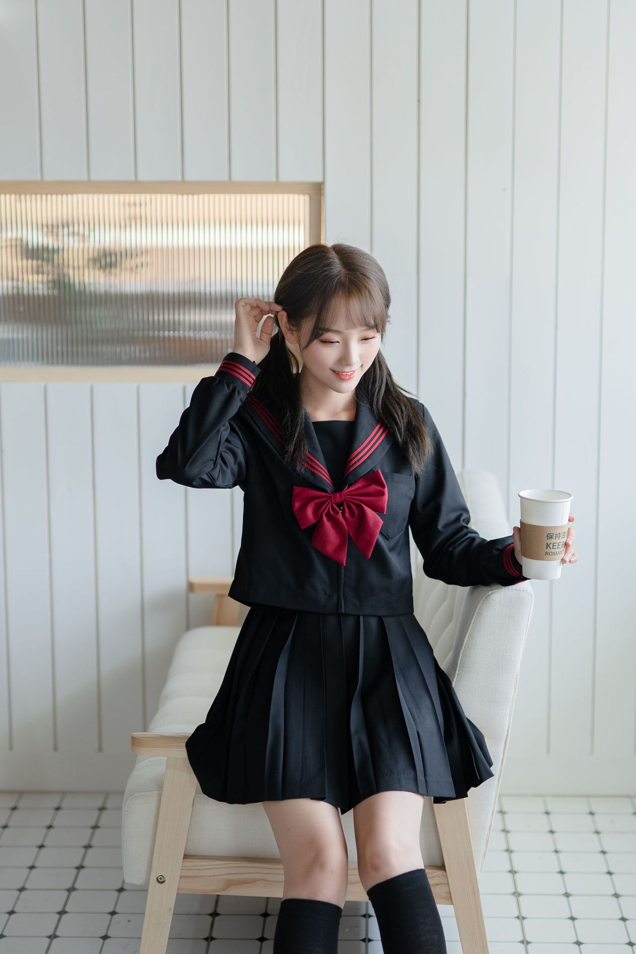 日系基础款 jk制服长袖水手服女学院风套装 不良少女暗黑