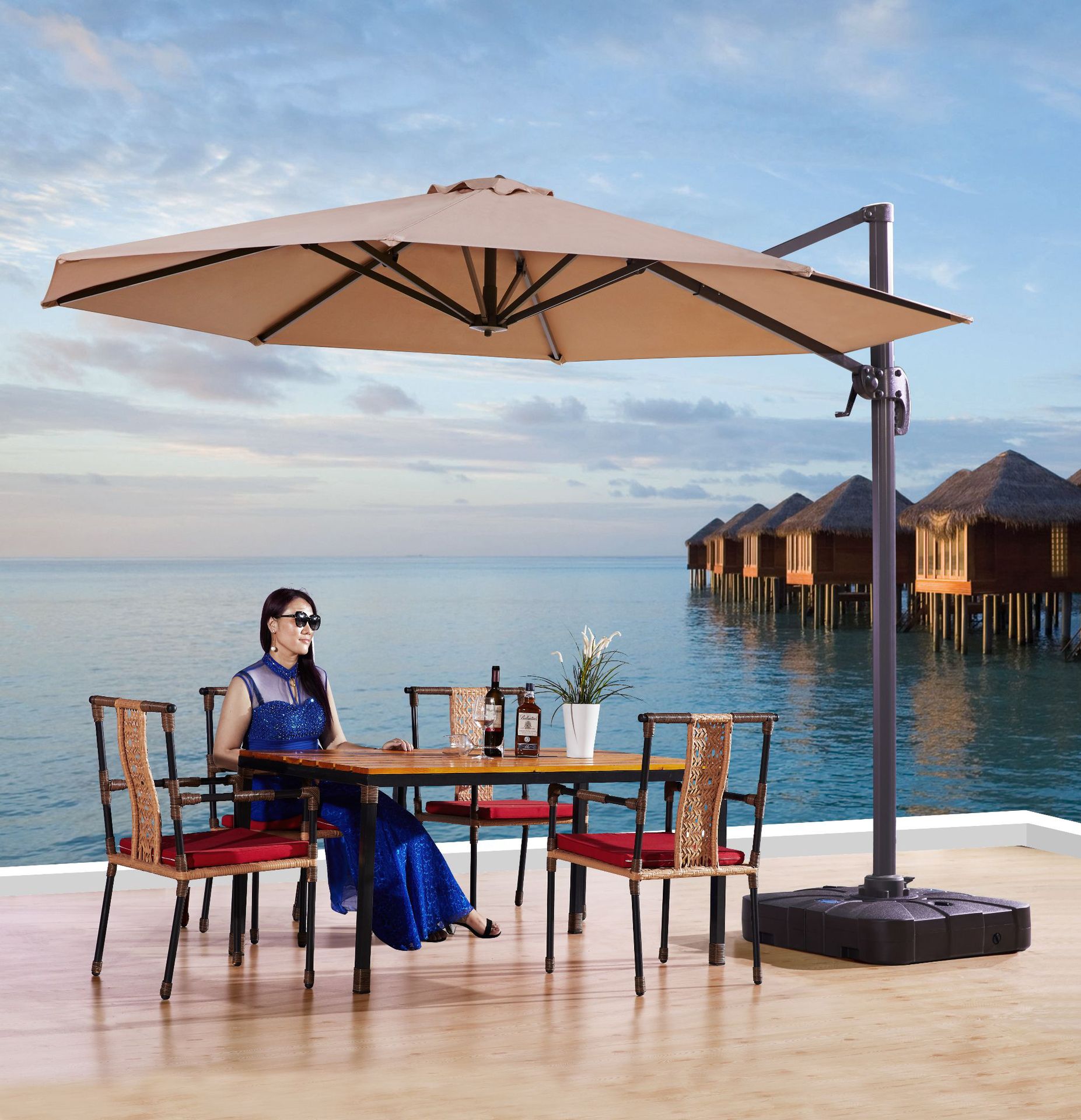 户外遮阳伞室外大型别墅花园庭院伞阳台四方摆摊大太阳罗马伞