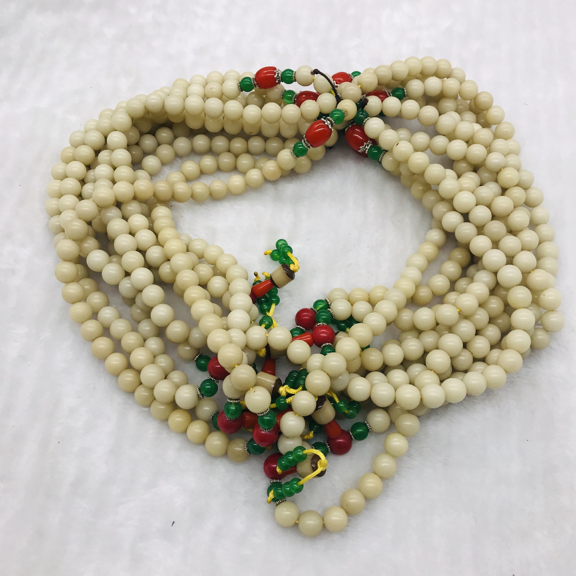 54颗白色菩提根佛珠手链庙会旅游纪念佛珠