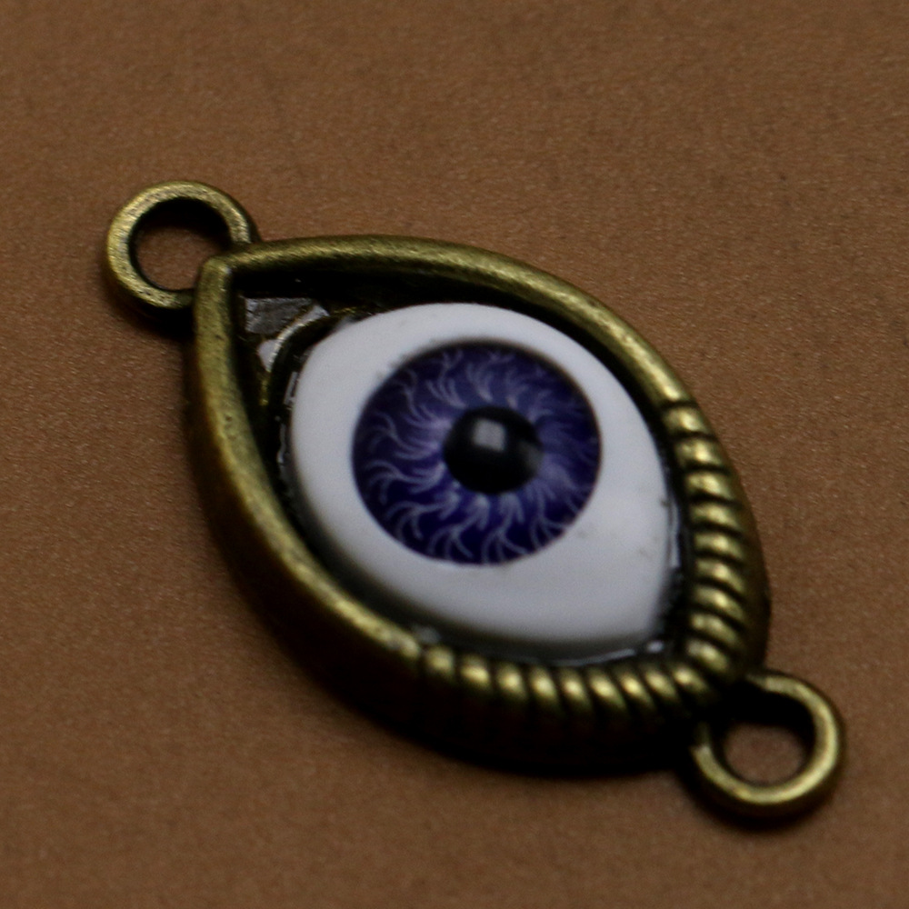 diy合金饰品配件复古花纹恶魔眼珠项链手链吊坠连接器diy厂家批发