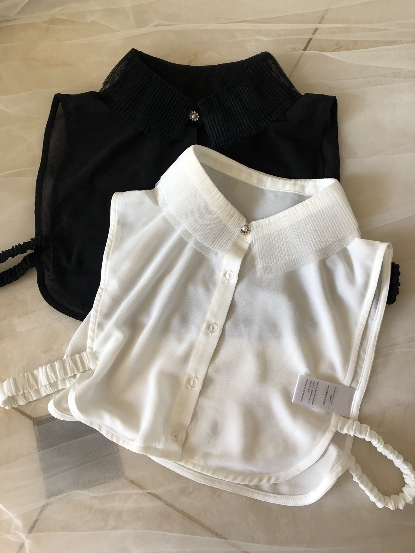 54h27zl~ 双层重工风琴褶翻领 假领子