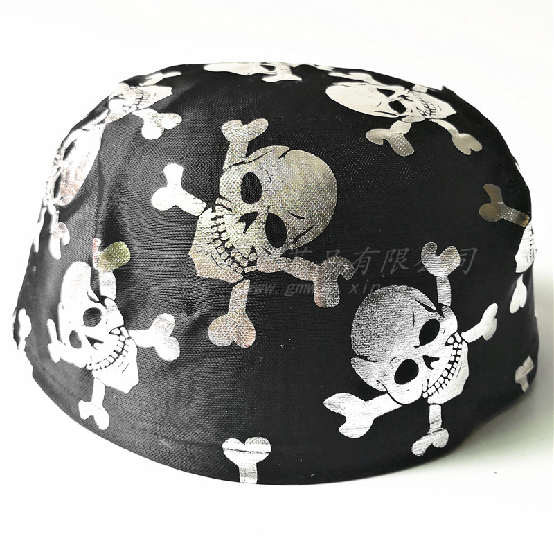 万圣节骷髅头帽子 加勒比海盗帽鬼节帽子 派对表演头巾帽毛毡布帽