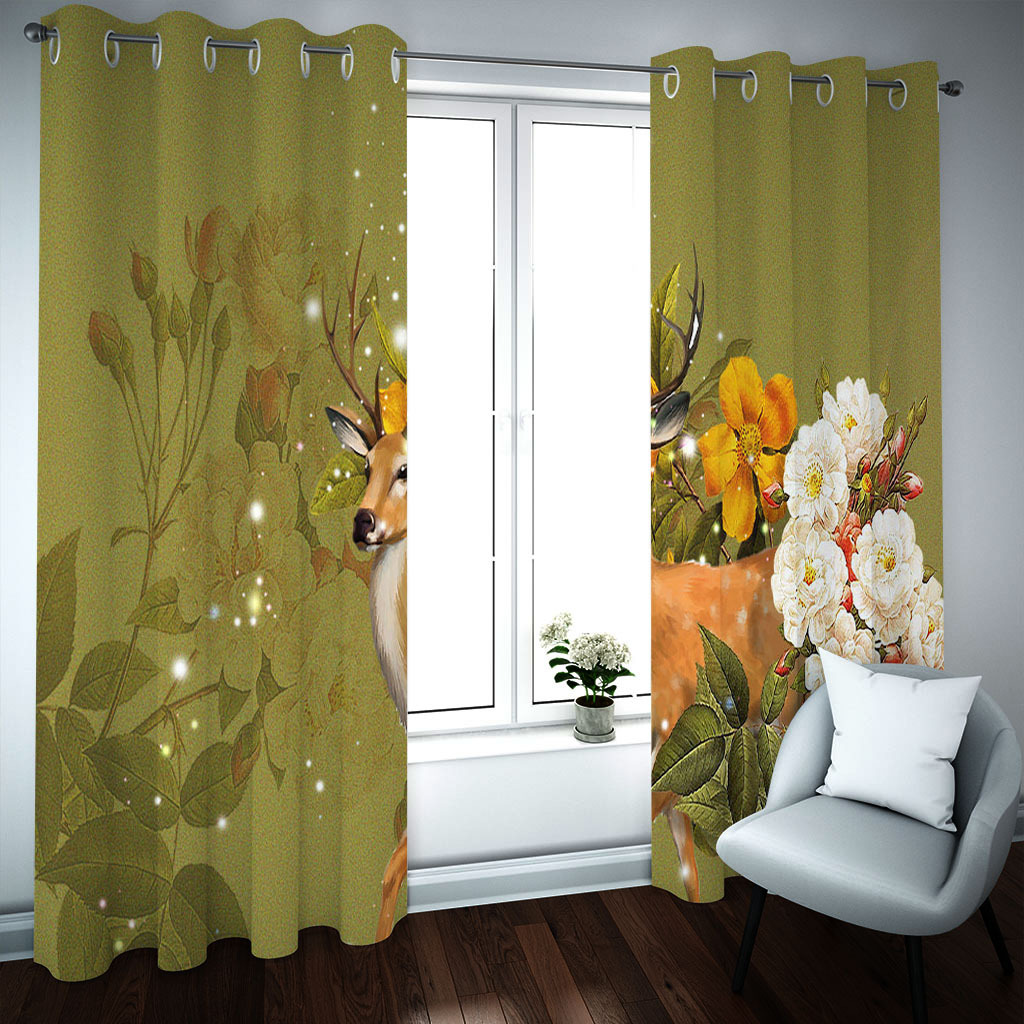 北欧风数码印花成品遮光窗帘批发 儿童房卧室客厅窗帘加工定做