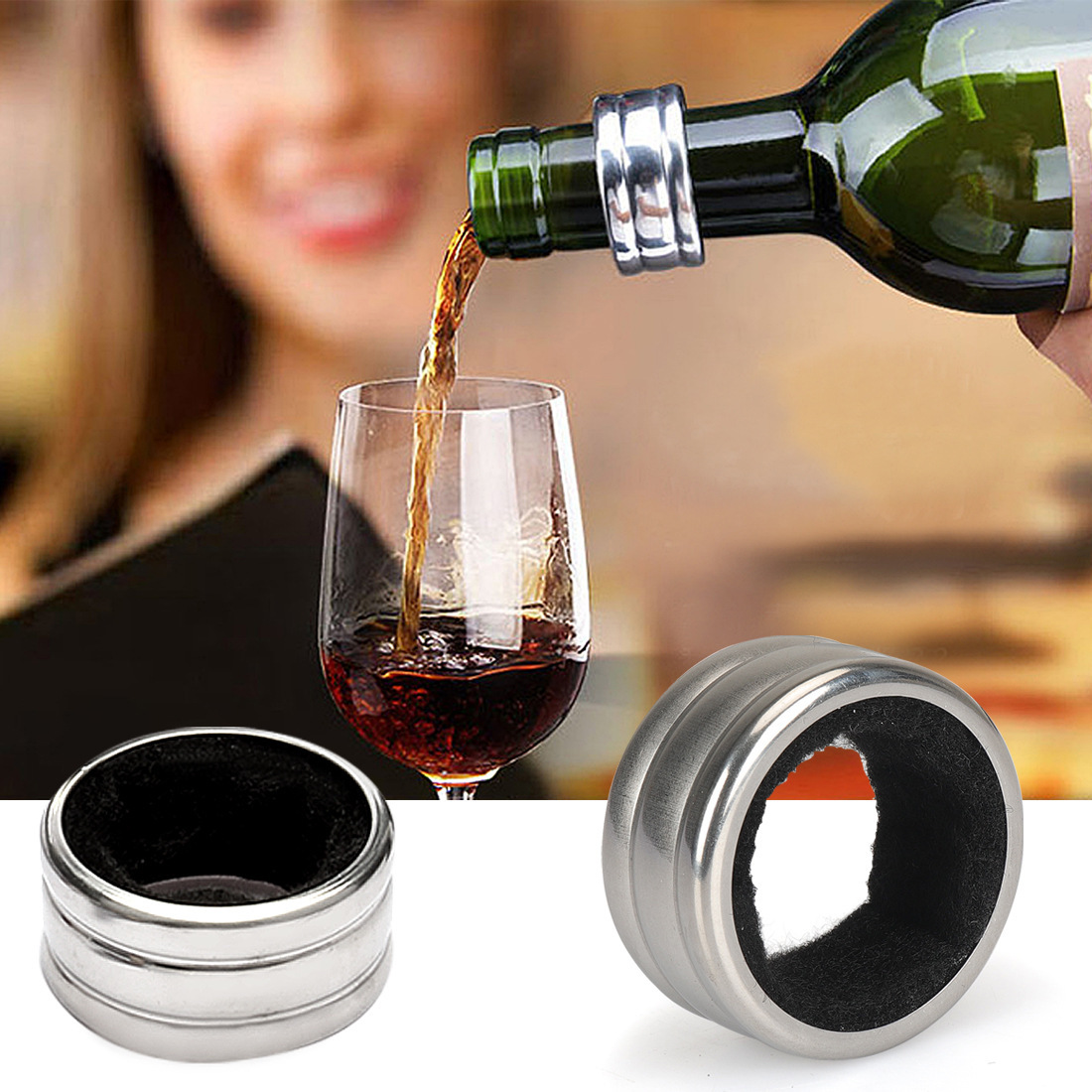 厂家直销不锈钢亚克力硅胶酒塞醒酒器止滴酒环红酒开瓶器配件批发