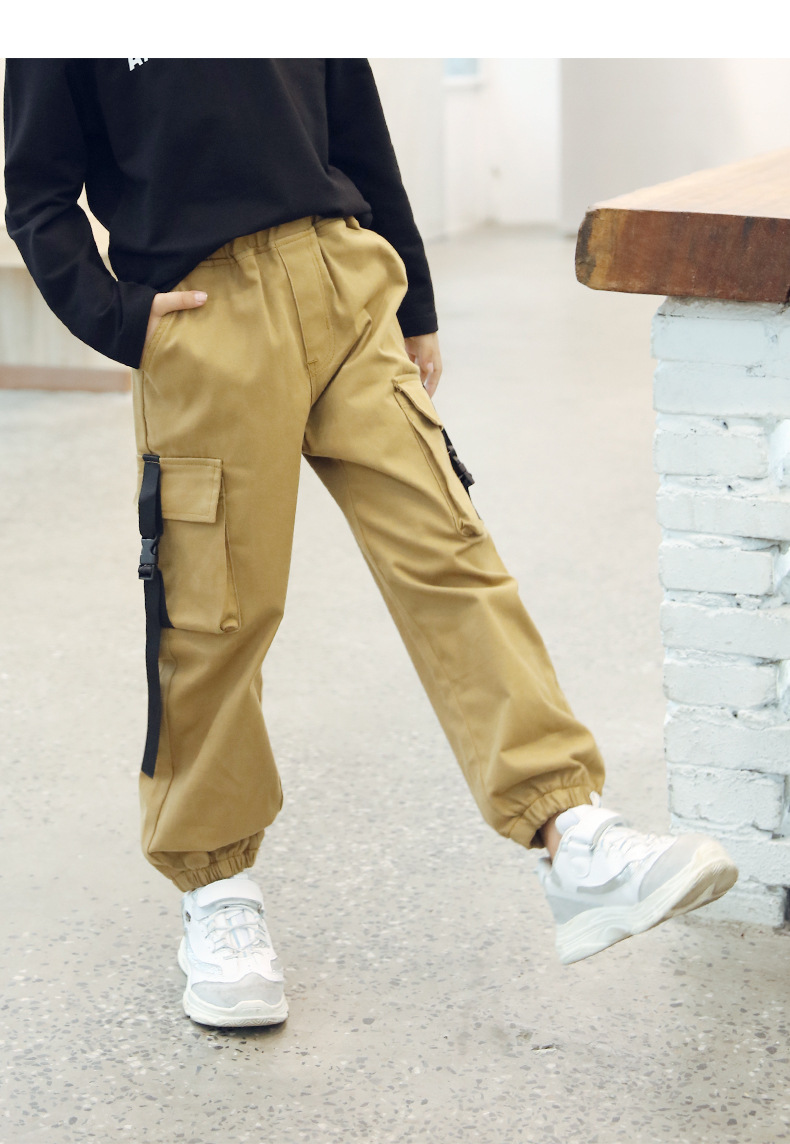 儿童工装裤长裤韩版潮裤2020春秋新款中大童男童工装裤童装工装裤