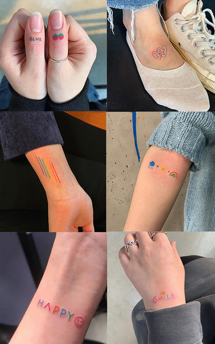 韩国泫雅同款笑脸纹身贴爱心纹身贴ins风可爱少女手指纹身贴纸