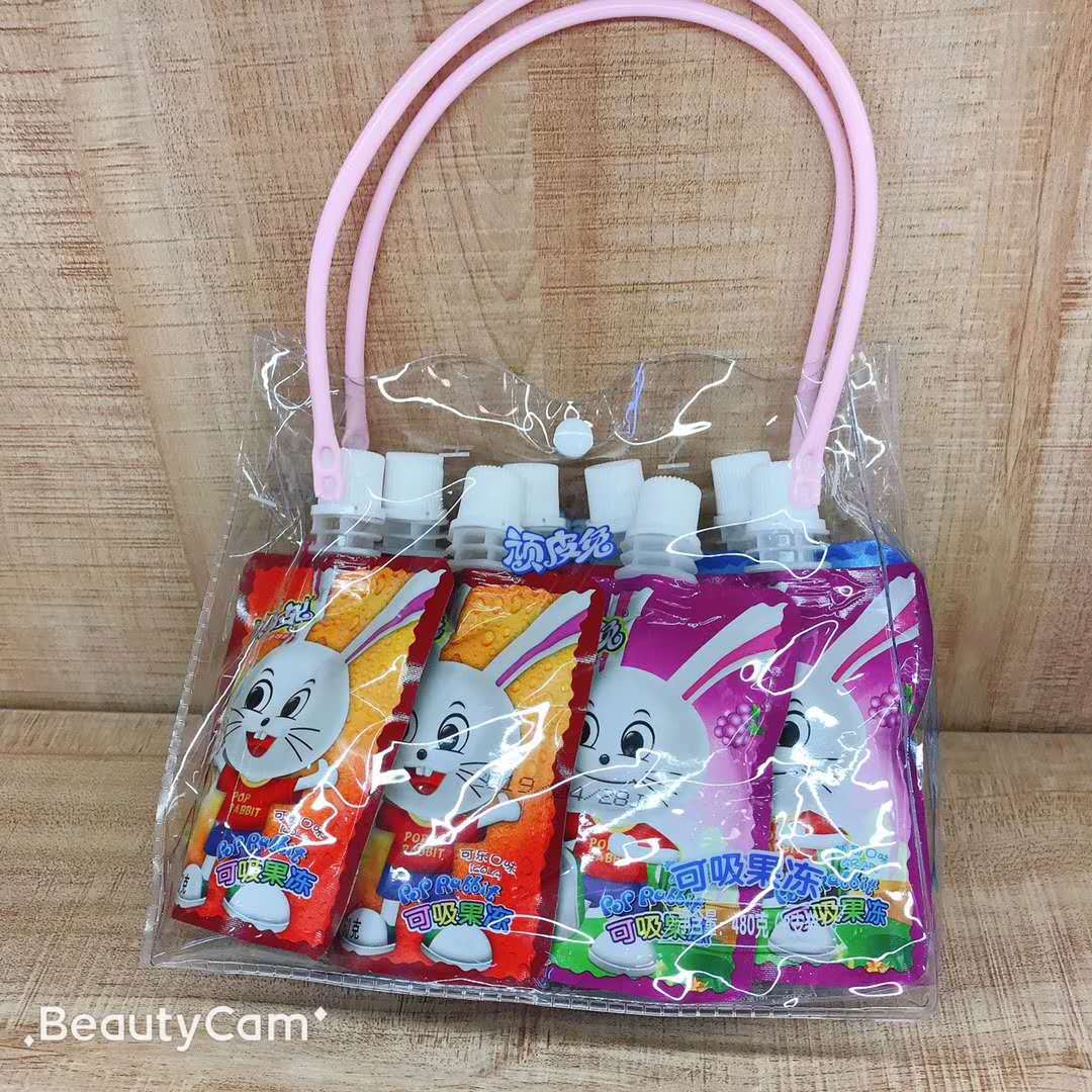 顽皮兔可吸果冻480克手提袋装一包8支一箱拍12包 混合果味果冻