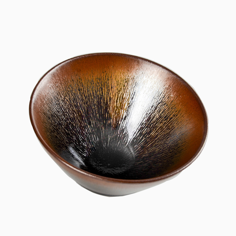 名家松阳堂斗笠形野兔毫建盏茶具 原矿铁胎主人杯盏 厂家批发