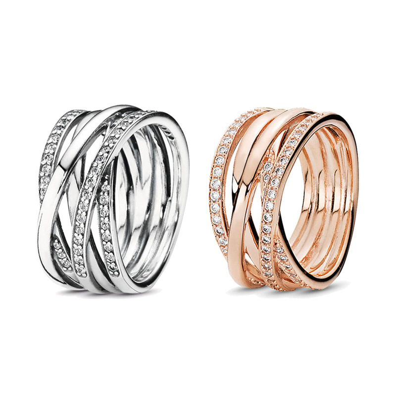 玫瑰金色交缠戒指复古情人节礼物气质时尚个性饰品指环女批发