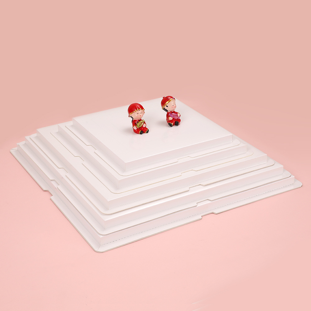 专业生产 6/8/10/12寸三合一加厚蛋糕盒底托白卡方形圆形泡沫底托