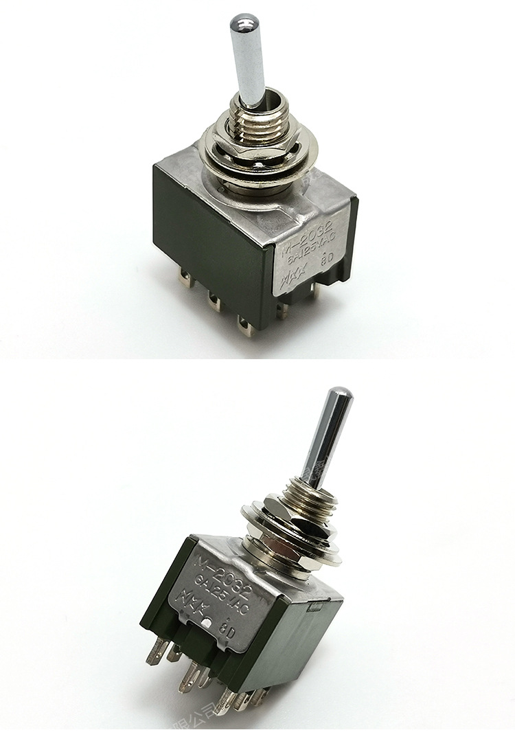 日开 m-2032 9脚2档 on-on nkk 摇臂钮子汽车飞机开关开孔6mm