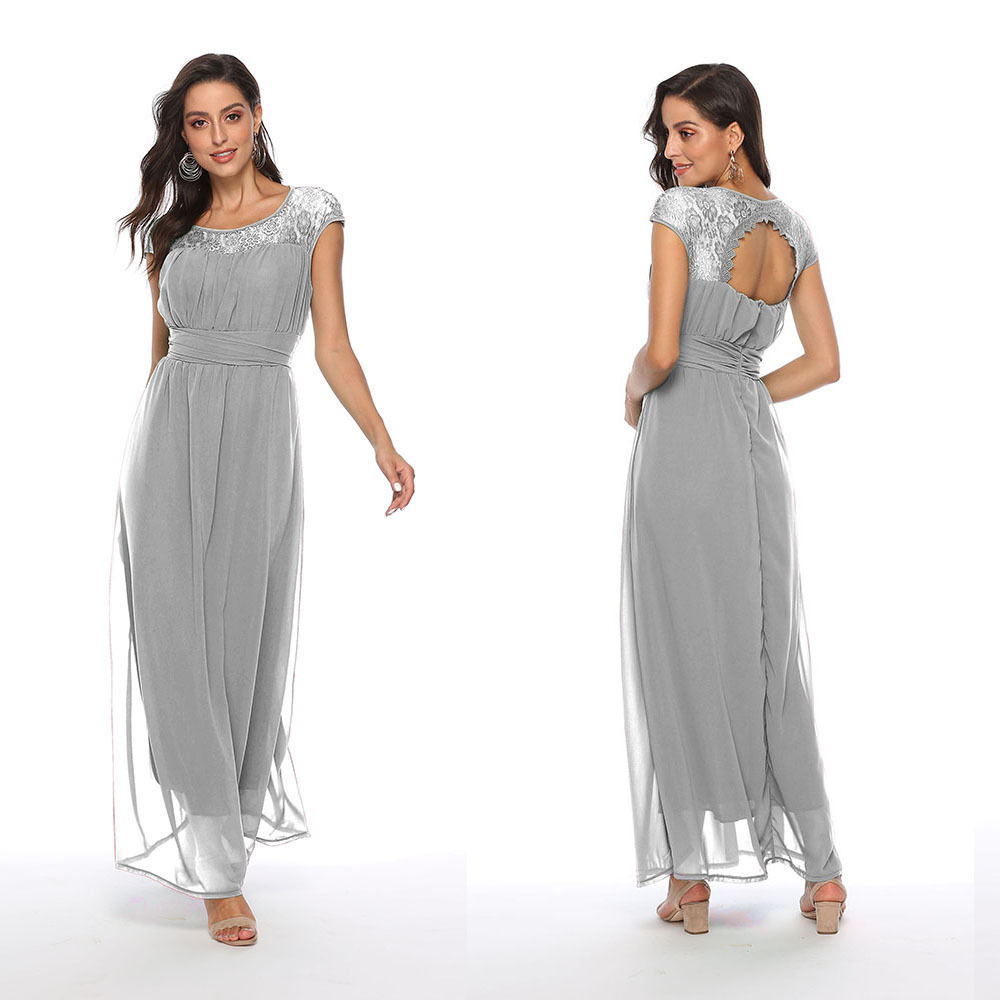 跨境速卖通亚马逊2019夏装新款欧美外贸女装蕾丝连衣裙伴娘晚礼服