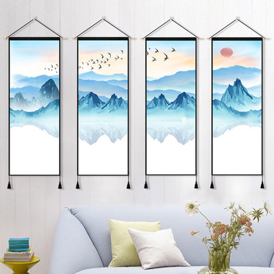 山水布画背景布ins挂布挂画布艺床头布置背景墙电表箱遮挡挂布