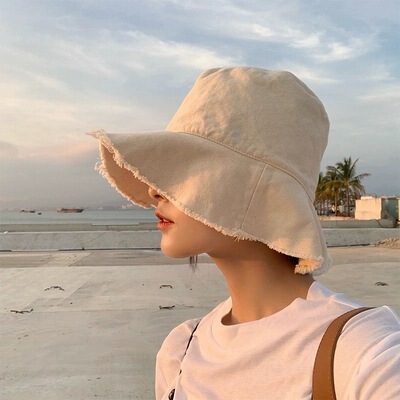 日系原宿帽子女毛边渔夫帽夏季韩国ins小清新休闲文艺百搭遮阳帽