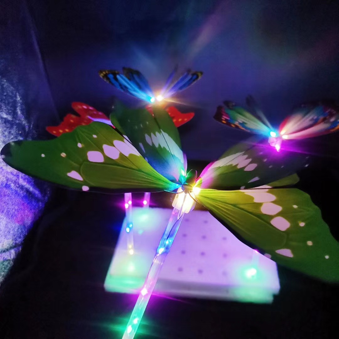 新款闪光蝴蝶发光棒发光玩具魔法棒led发光地摊情人节礼品