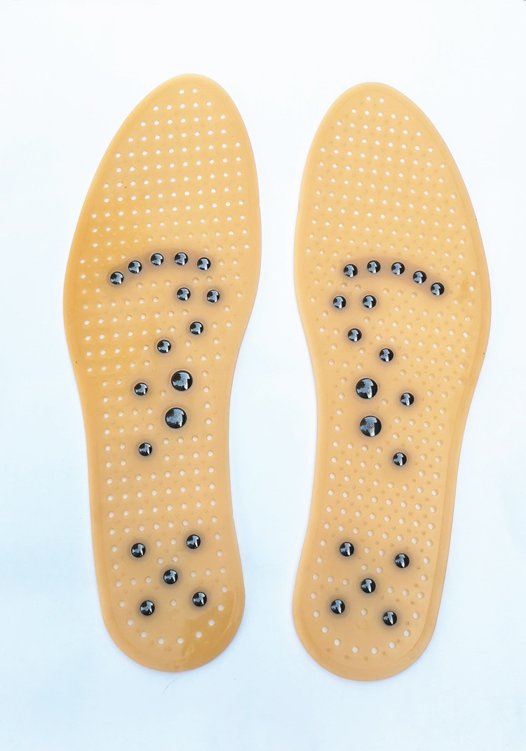 三色水晶磁疗鞋垫透明黄色款18颗磁石鞋垫磁性铁脚底穴位按摩保健