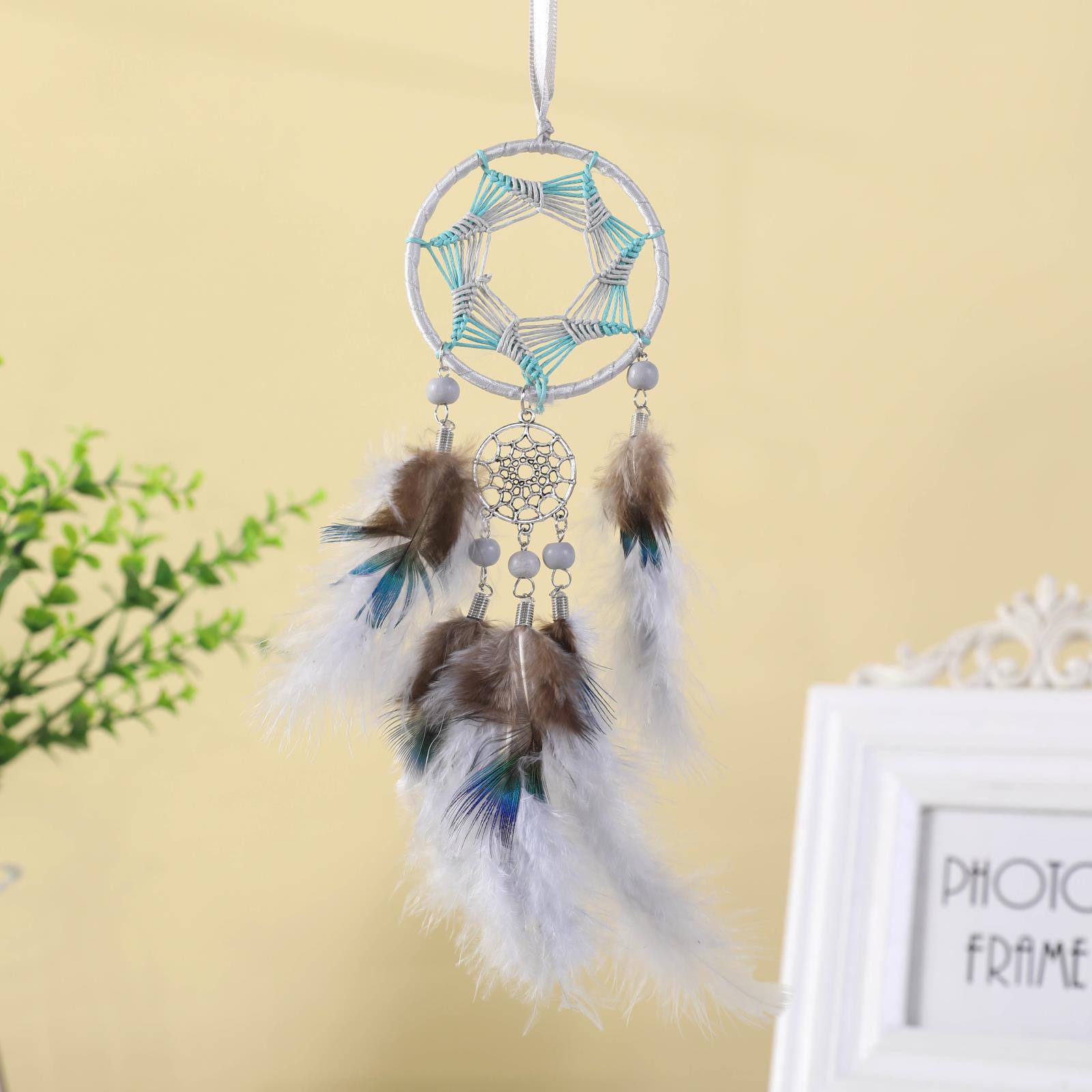 车挂捕梦网挂件现代简约七芒星一路平安车内挂饰手工风铃现货批发