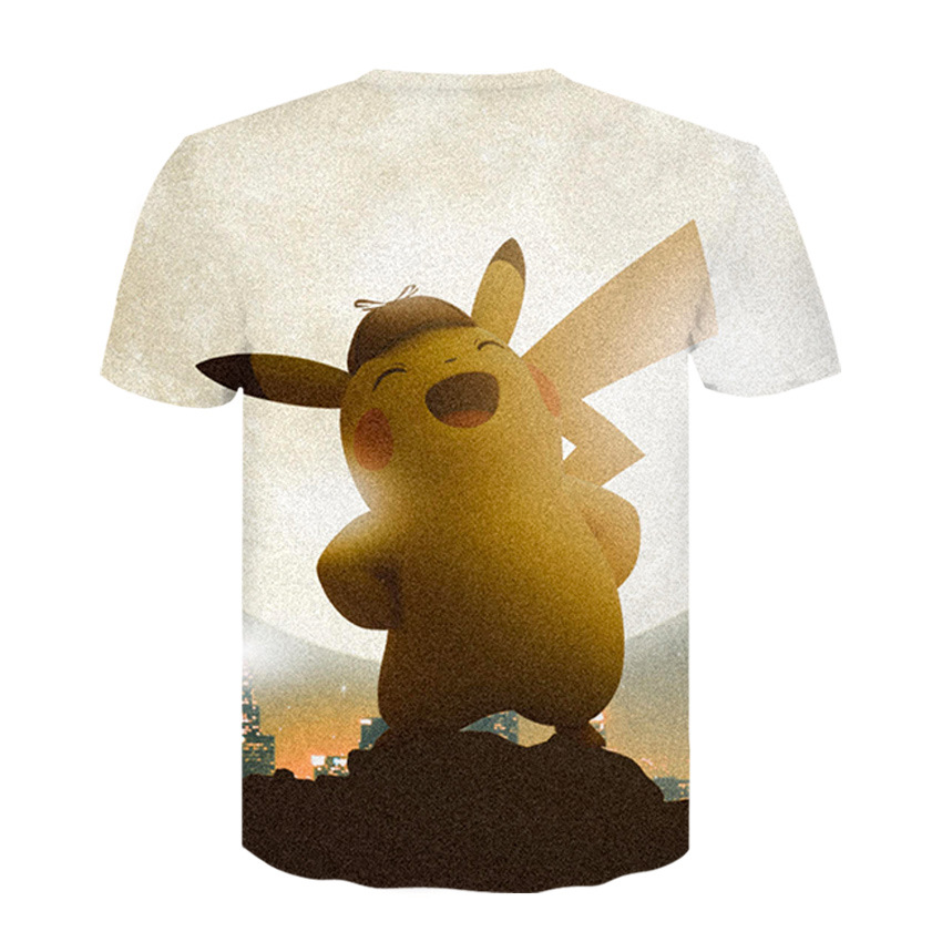 2019新款动画电影大侦探皮卡丘3d数码印花短袖电影周边t恤