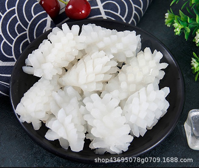 冷冻目鱼花新鲜火锅食材烧烤乌贼鱿鱼花墨鱼卷海鲜10kg/件/10包