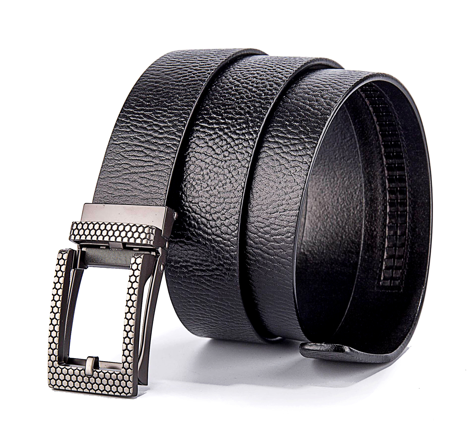 男士自动扣真皮腰带意大利进口头层牛皮纯牛皮无夹层漆皮压花皮带