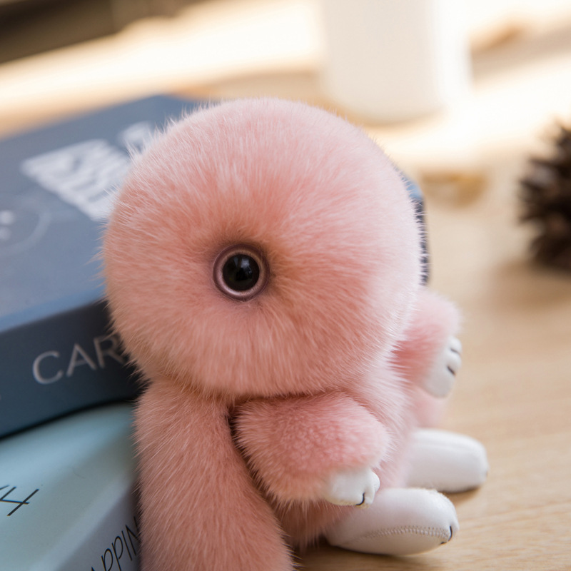 厂家直销进口水貂毛大耳兔毛球水貂毛可爱兔子挂件包包挂饰钥匙扣