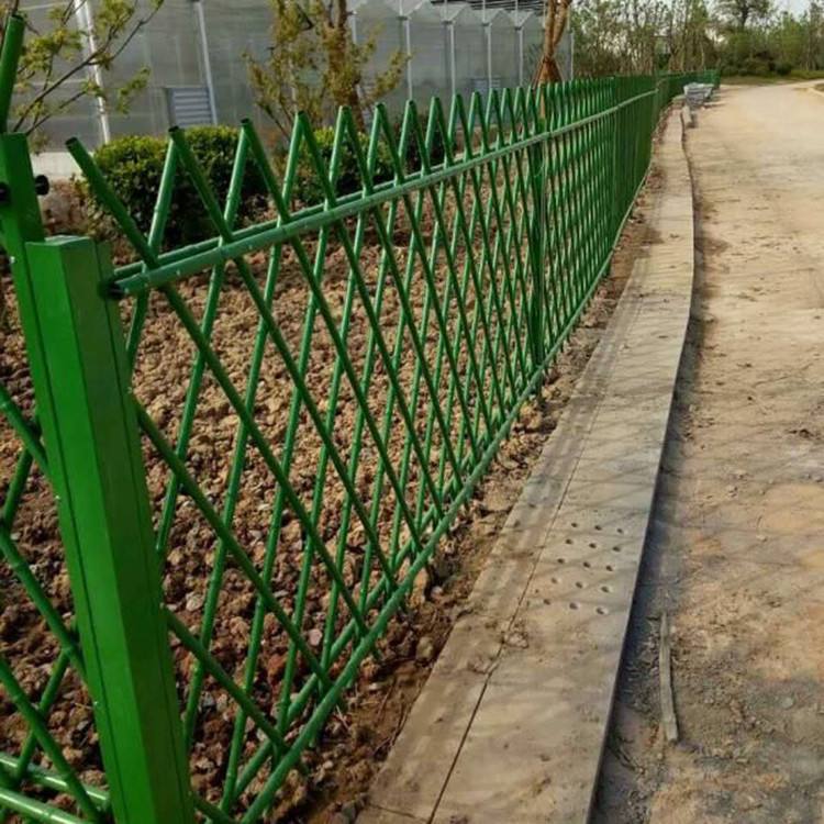 公园绿色铁管竹节围栏喷塑铁竹管篱笆竹篱笆