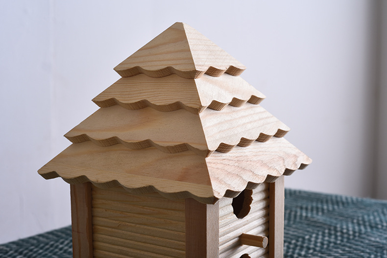 木质鸟窝工艺品定制创意手工松木鸟屋礼品家居摆件木制工艺礼品