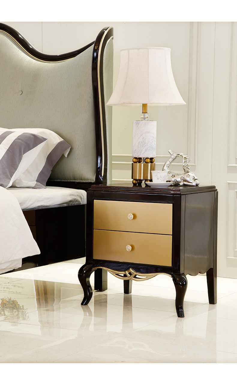 欧式床头柜法式新古典实木床头柜简约欧式床头柜别墅卧室家具