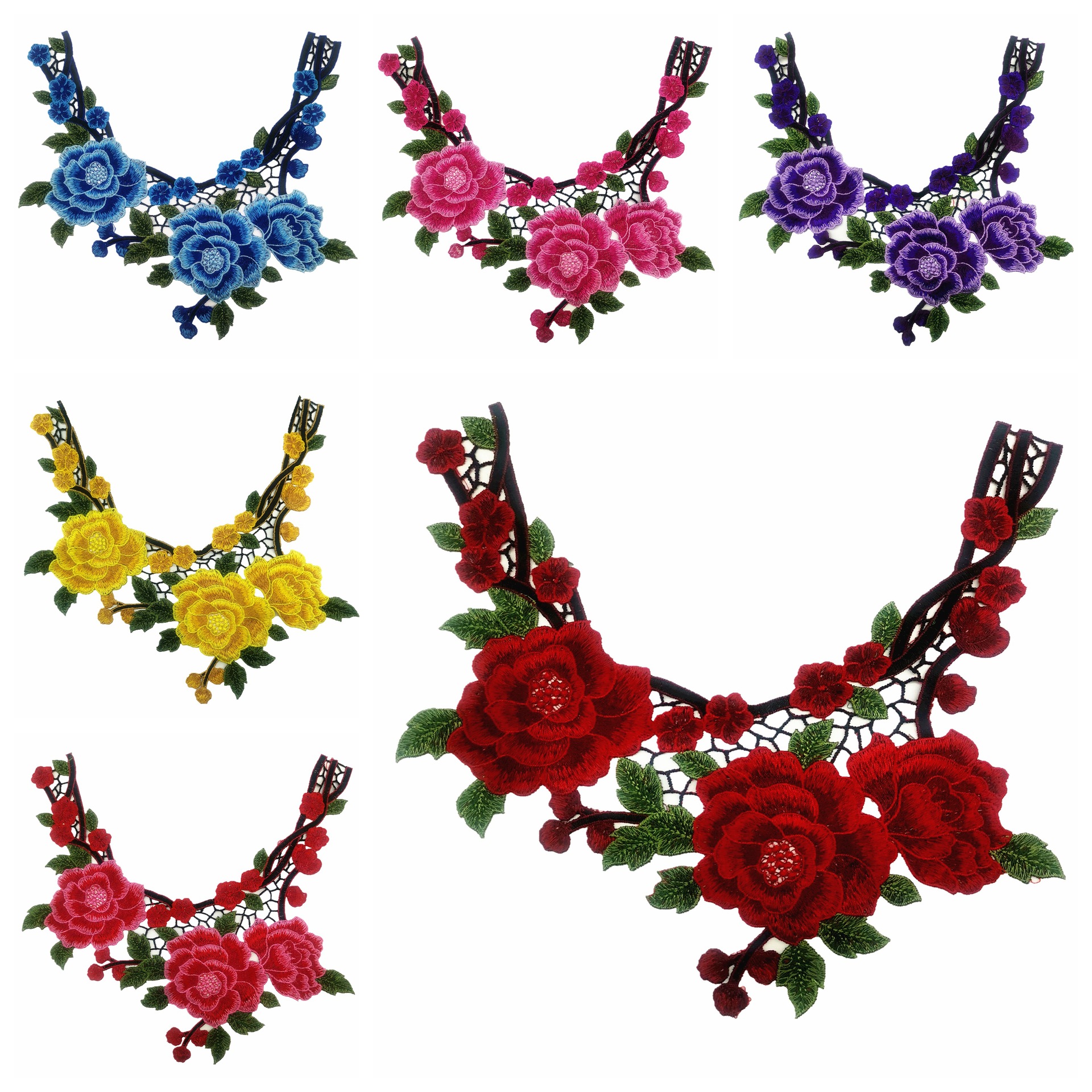 经典款式高档刺绣领花女装领子厂家直销水溶绣花领服装支持定制