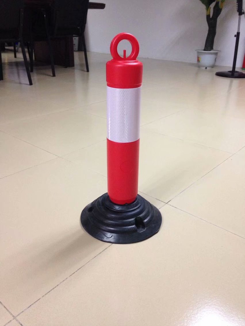 塑料警示柱 弹力柱 反光安全警柱 不倒翁弹性警示柱 橡胶底防护桩