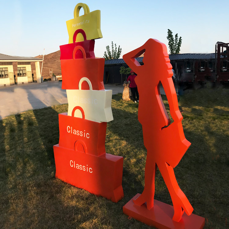 玻璃钢商业街购物广场雕塑小品装饰摆件购物袋造型雕塑厂家现货