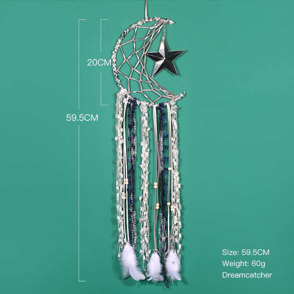 亚马逊爆款热销五角星捕梦网铃铛挂件 星月捕梦网挂件厂家直销