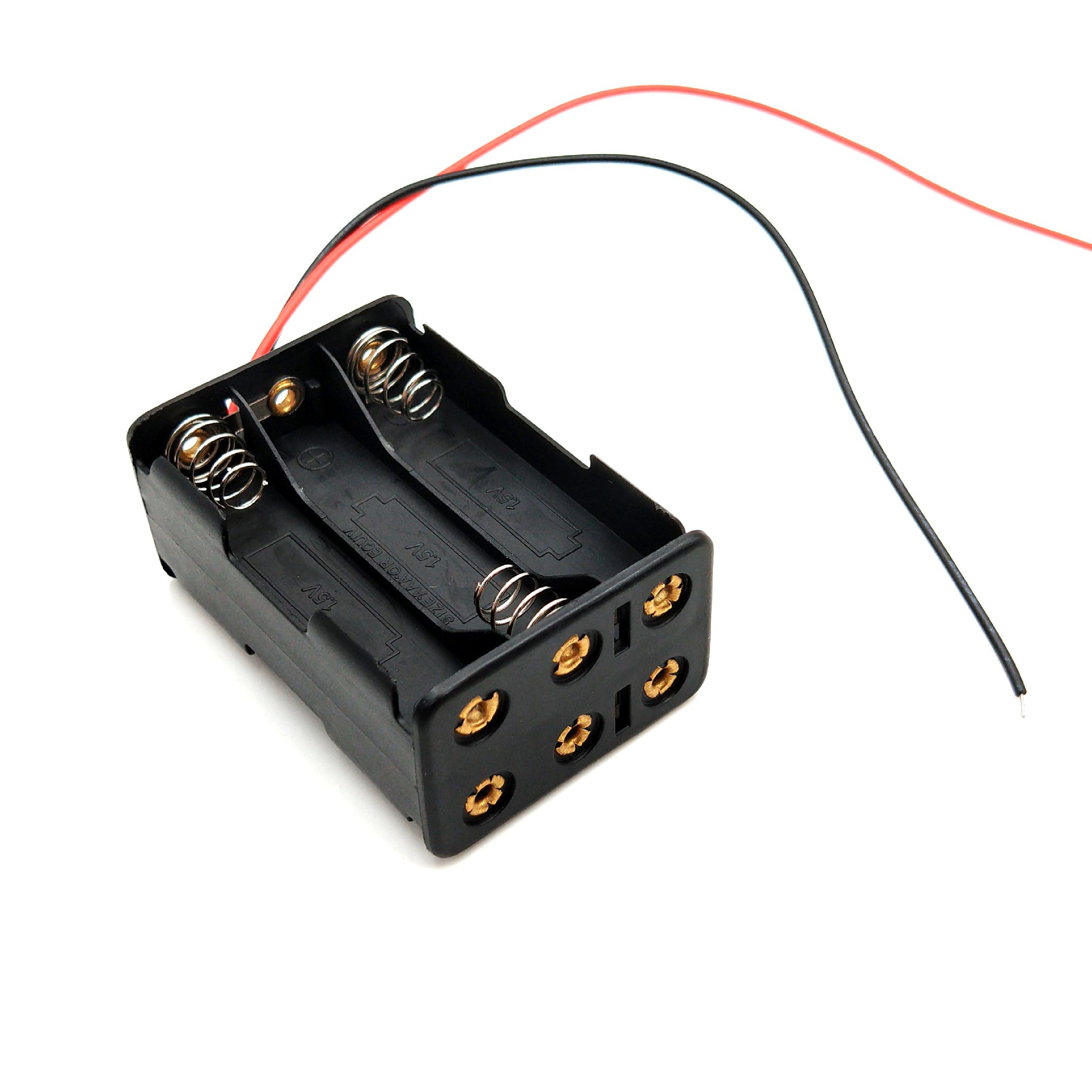 6节7号电池座背叠正反面3 3 双面背靠电池盒带线 七号六节电池盒