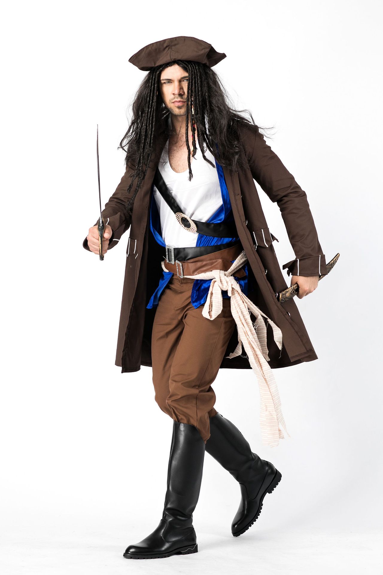 成人cosplay男装表演服中世纪骑士国王士兵军官万圣节服装海盗装