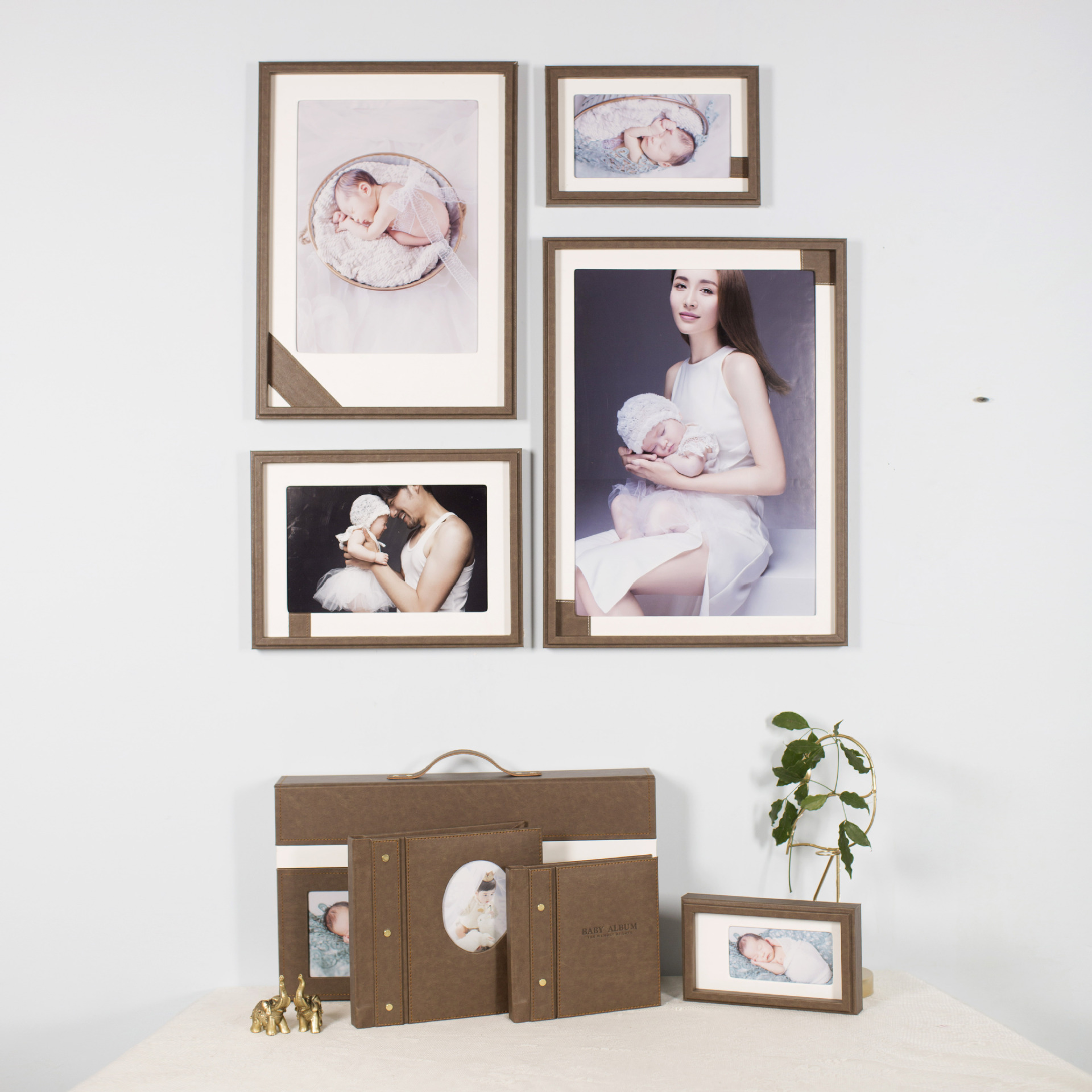 厂家直销儿童影楼方10寸皮相册封面相册相框组合简约儿童家庭产品