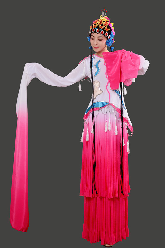 新款成人古装戏曲服饰古典长袖水袖戏服演出服花旦京剧表演服